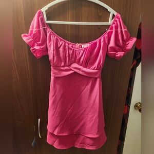 Pink Off-Shoulder Mini Dress